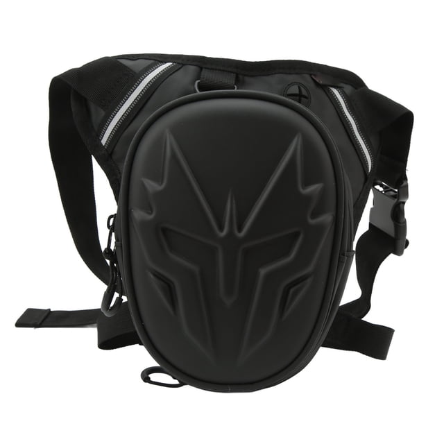 Bolsa de pierna para motocicleta de PVC mate, multifuncional, para exteriores, color negro