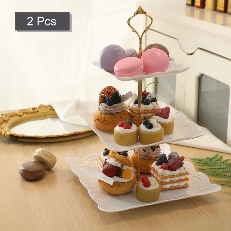 Sprightly Double 3 Tier Display Stand, Swing Dishes, Party Dessert Food  Appetizer Platter Riser