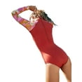 thumbnail image 4 of Seyurigaoka Women Summer Monokini Swimsuit Floral Print Long Sleeves Back Zipper High Cut Plus Size Swimwear, 4 of 7