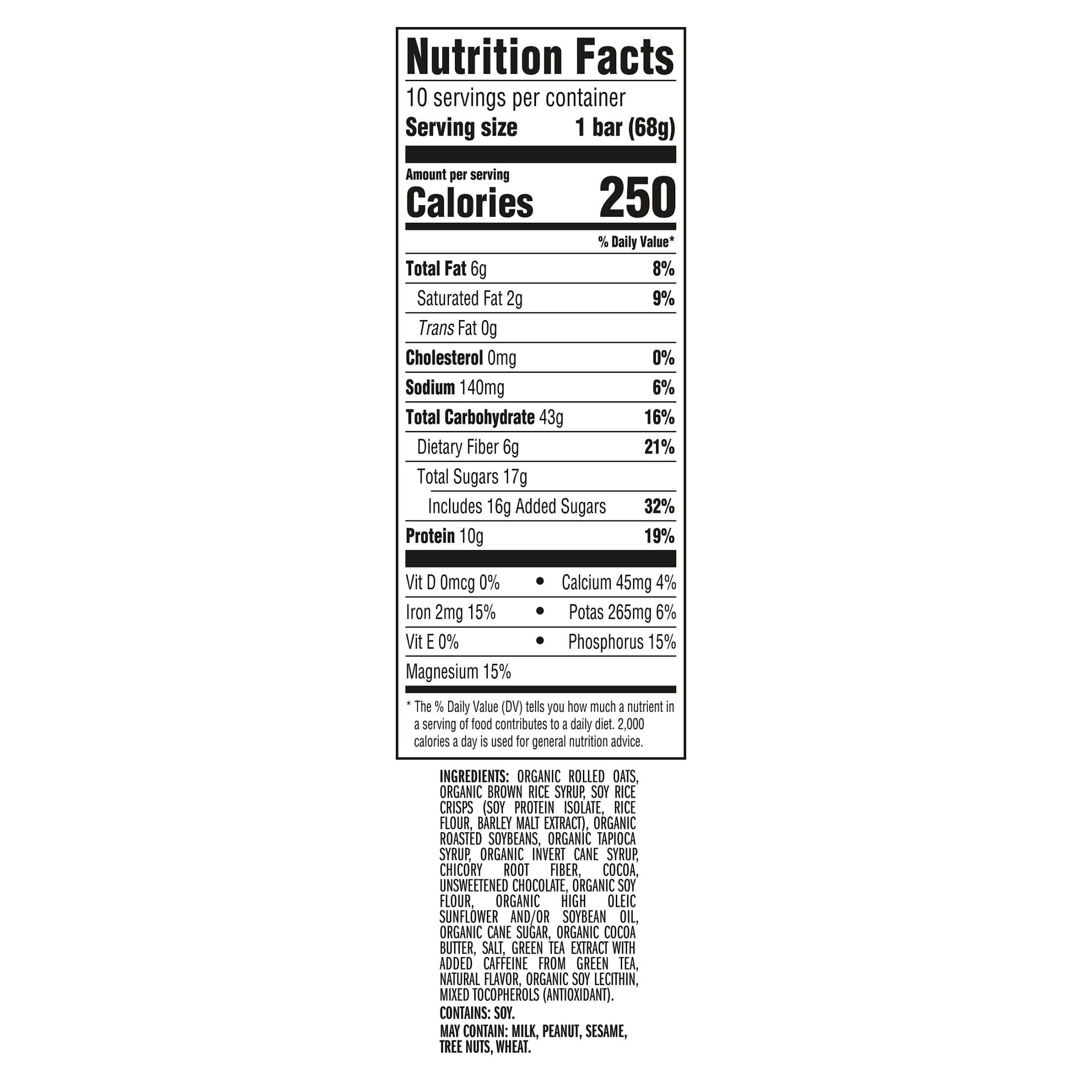 (4 pack) CLIF BAR Energy Protein Bars, Cool Mint Chocolate with Caffeine, 10ct
