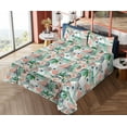 thumbnail image 4 of Ambesonne Floral Fitted & Flat Sheet with Shams 4 Pcs Set, Flowers Grunge Circles Art, Full, Pale Salmon and Forest Green, 4 of 5