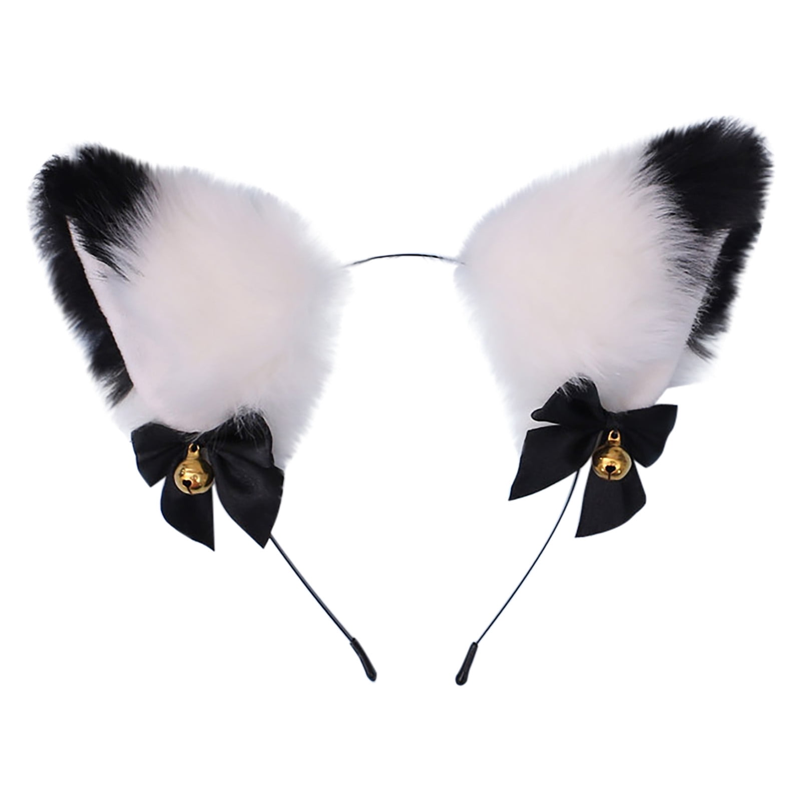 Cosplay Girl Plush Furry Cat Ears Headwear Accessory Bell Hair Band For Cam Girl Party 