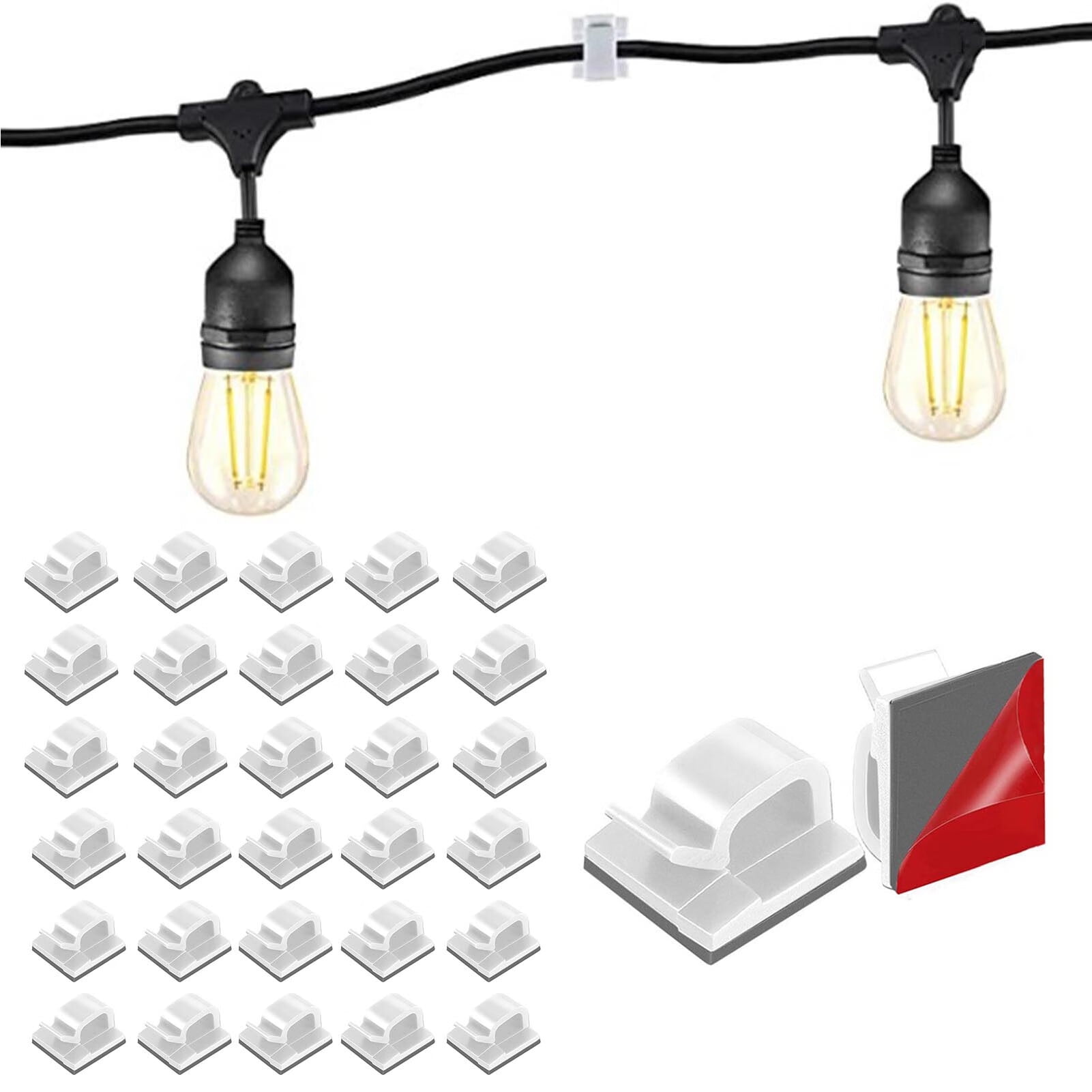 30PCS Outdoor Light Clip Light Clamps Heavy Duty Large Hooks