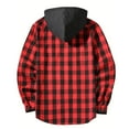 thumbnail image 4 of snilers Boys Jacket Early Fall Fashion Plaid Shacket Hoodie Lightweight Long Sleeve Button Down Shirt Casual Outerwear with Pocket Size 11 Years, 4 of 8