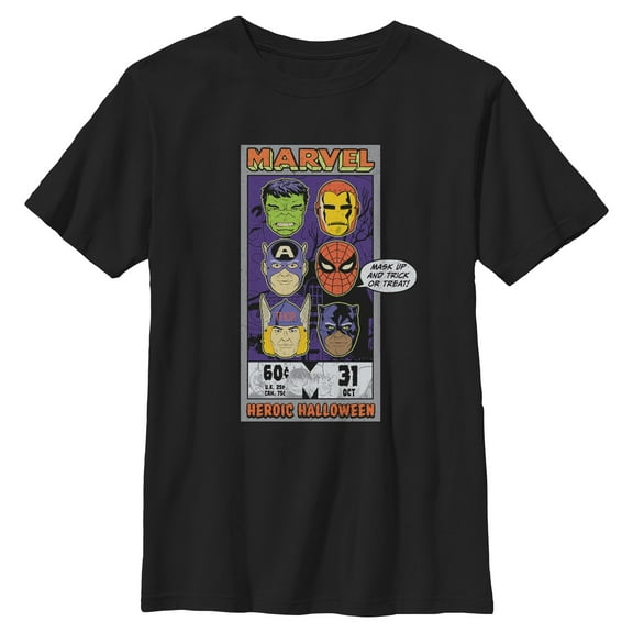 Boys Marvel Heroic Halloween Mask Up And Trick Or Treat T Shirt