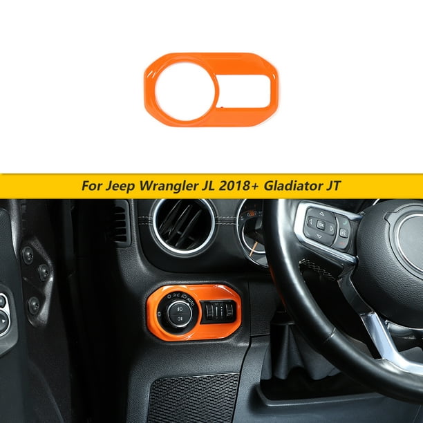 CheroCar for Jeep Wrangler Headlight Switch Button Trim Interior Accessories  for 2018-2021 Jeep Wrangler JL JLU Gladiator JT (Orange) 
