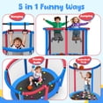 thumbnail image 6 of 60" Trampoline for Kids with Basketball Hoop, SHINPT Recreational Trampolines with Safety Enclosure Net, Mini Outdoor Trampoline with Adjustable Gymnastics Bar, Easy Assembly, Outdoor, Indoor, 6 of 8