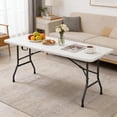 thumbnail image 5 of 6 Feet  Folding Table, Portable Half-Fold Design with Handles, Heavy Duty Plastic Top & Metal Frame, for Party, Dining, Wedding, Events, Picnic Indoor, Outdoor, Camping, Utility, Folding, 5 of 8