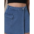 thumbnail image 5 of INSPIRE CHIC Women's Denim Shorts Cargo Faux Wrap High Waisted Jean Mini Shorts XL Dark Blue, 5 of 6