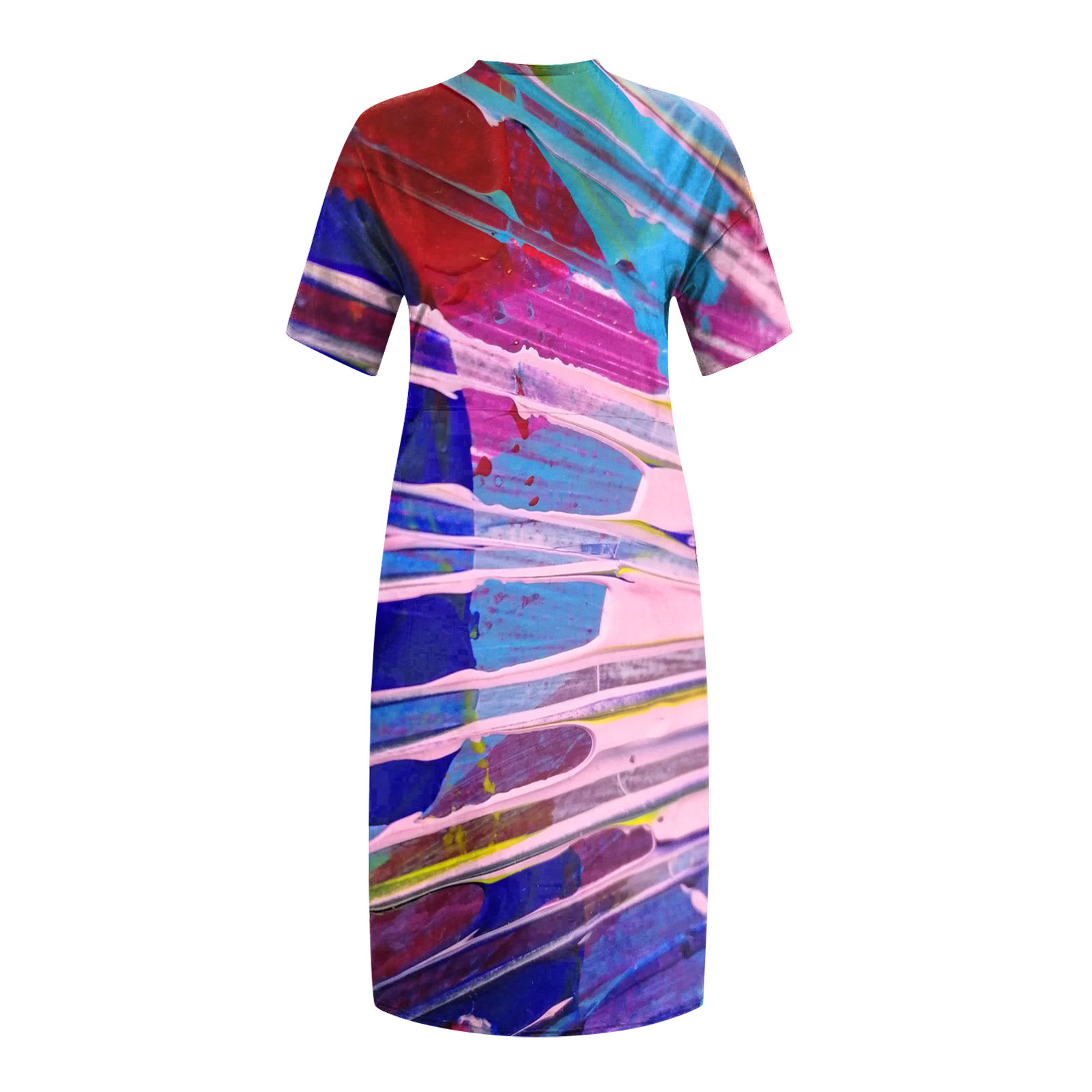 Women's 3D Print Unicorn Swing Midi Dress - Short Sleeve, Flared A-Line, Casual Summer Dress