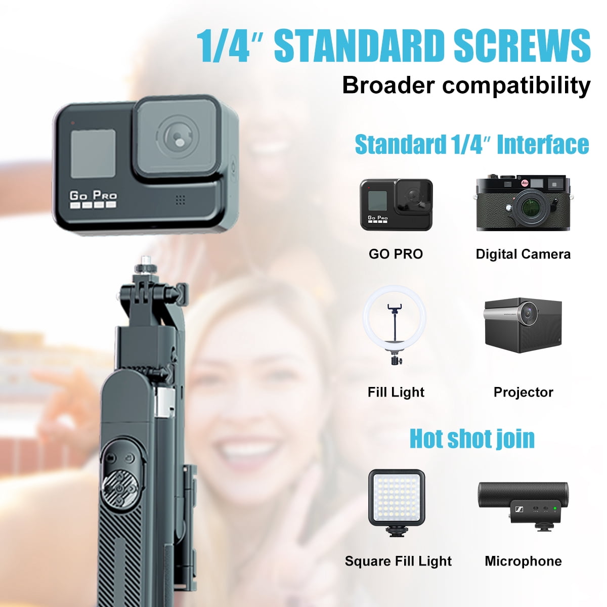 Performance Master 71 inch Smart Selfie Stick & Tripod 360° Rotation with Remote AI Gesture Control