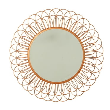 Nearly Natural 34" Metal, Glass Scalloped Mirror Wall Decor