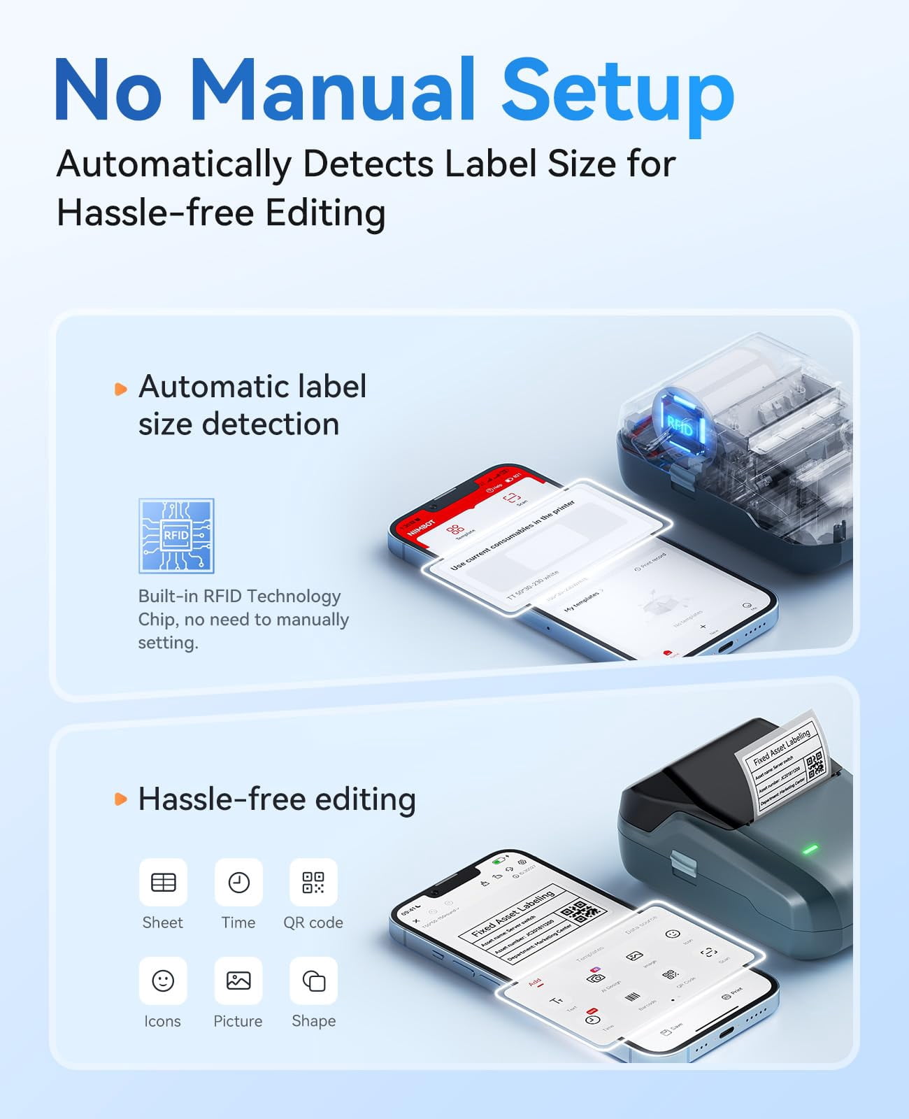 B1 Label Maker Machine  Thermal Printer Easy To Use For Office Home Business Came With 1 Roll White Label(blue)