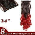 thumbnail image 2 of Long Curly Wave Full Head Clip in Hair Extensions 8 Pcs/18 Clips Synthetic Hairpiece for Women, 2 of 4