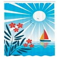 thumbnail image 3 of Ambesonne Cartoon Shower Curtain, Oleanders and Sailboat, 69"Wx70"L, Blue Orange White, 3 of 5
