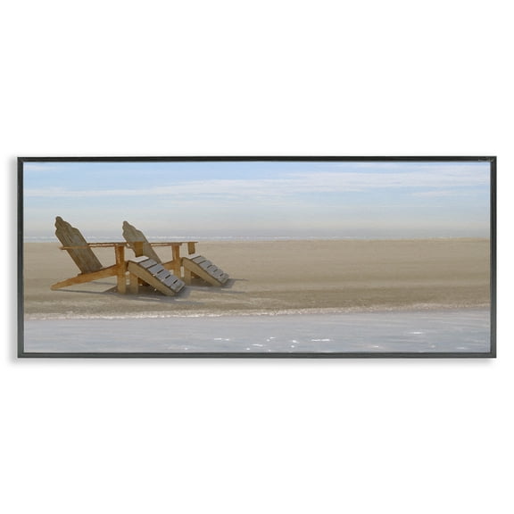 Stupell Industries Endless Beach Scene Landscape Photography Black Framed Art Print Wall Art, 24 x 10