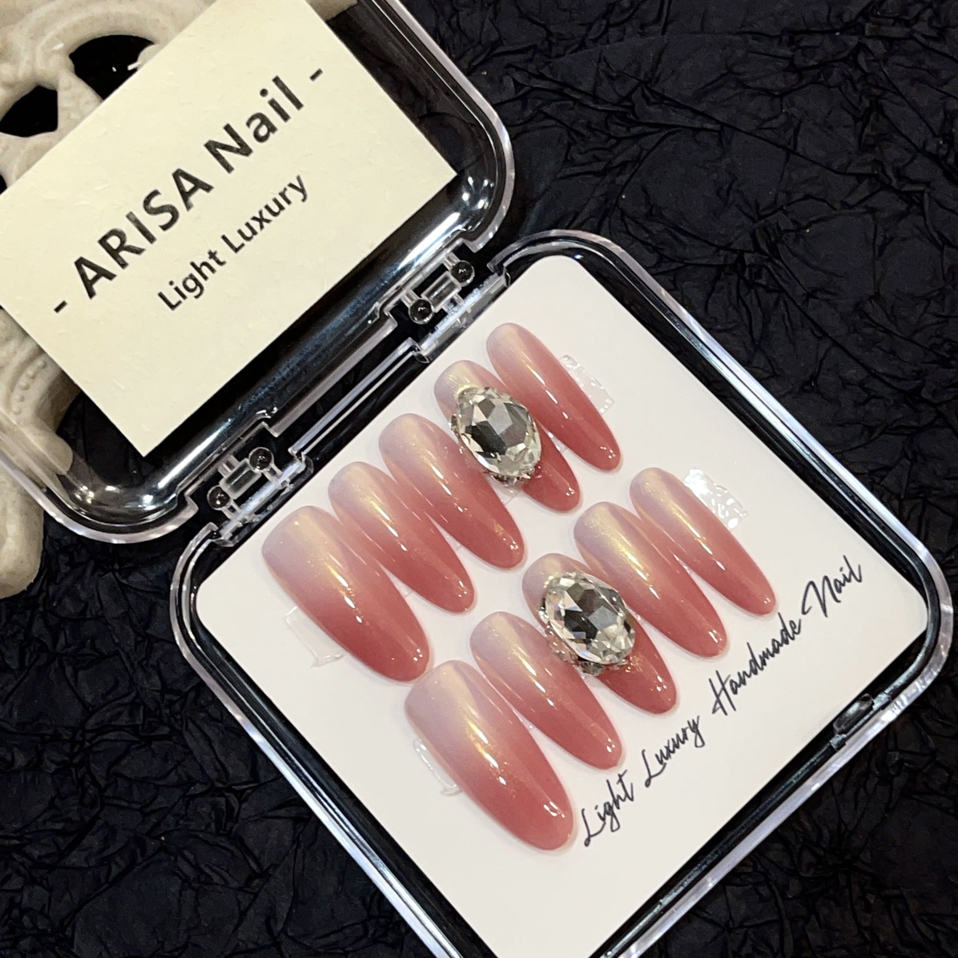 [Original real shot] Spray gun Aurora powder K9 white diamond ball hand-worn nail piece light luxury pure handmade high-quality nail control