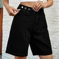 thumbnail image 5 of Womens Jean Shorts Knee Length Trendy Y2k High Waisted Wide Leg Casual Summer Shorts with Pockets Black XL, 5 of 8
