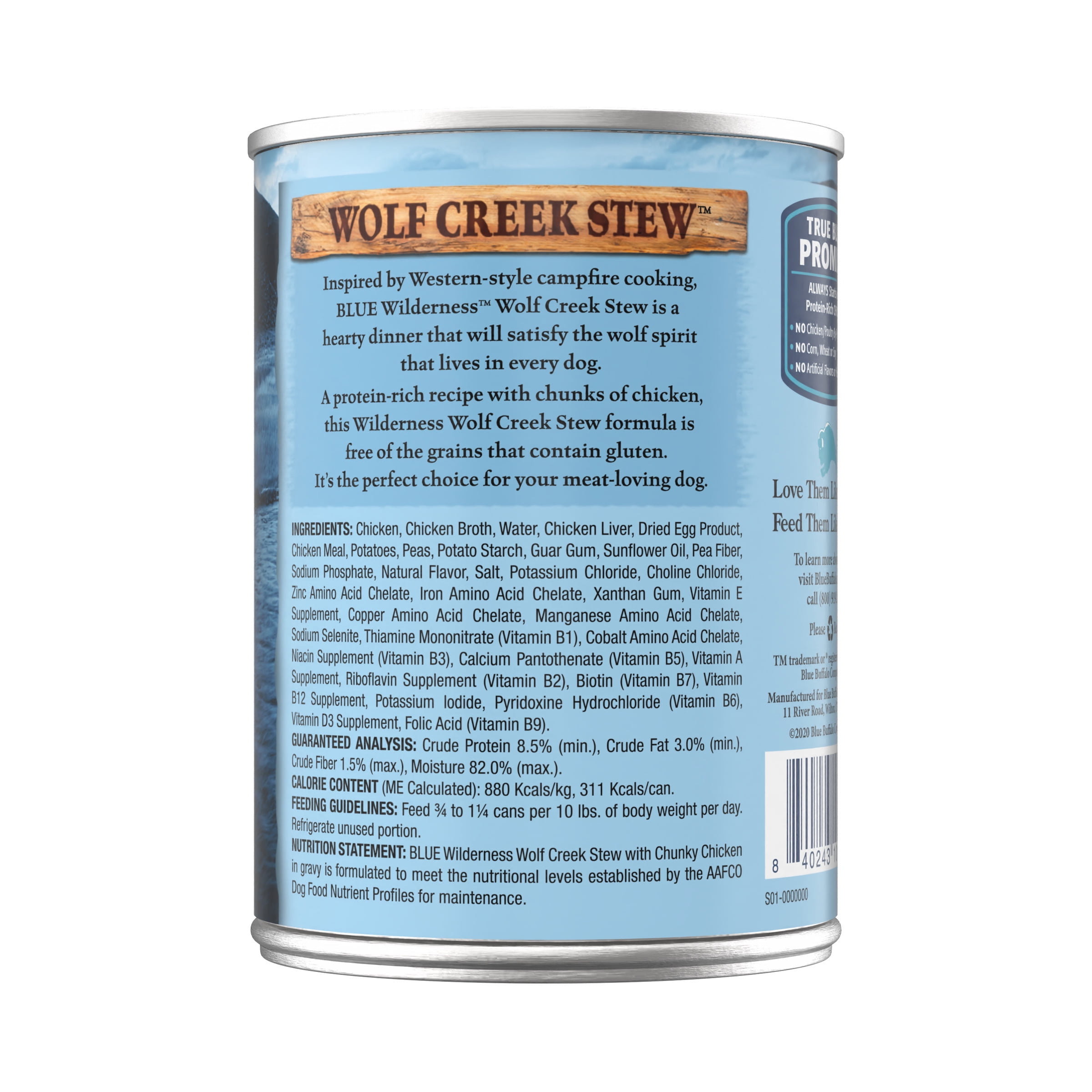 Blue Buffalo Wilderness Adult Dog Wet Food, Chicken Stew in Gravy, 12 Count