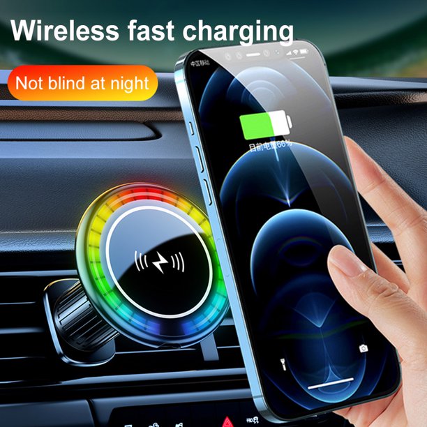 Soporte Para Cargador De Coche Cargador de coche de alta potencia de 15 W Soporte para teléfono con iluminación ambiental (gancho)