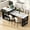Black + MDF, variant on Extendable Kitchen Island with Dining Table (4-6 Seats) - 82.6" Fluted Design with Power Outlet, Double-Side Storage & 2 Drawers 2 Open Shelves,White