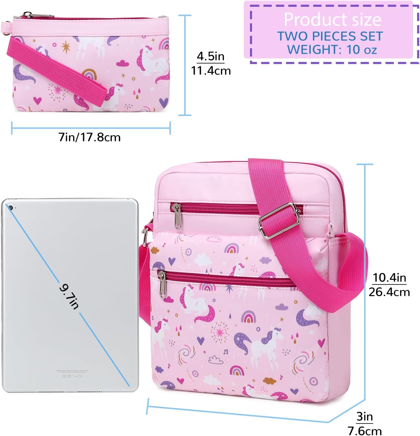 Mygreen Women's crossbody bags suitable for women of all ages（Pink Unicorn）
