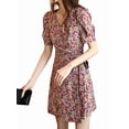 thumbnail image 2 of Women'S Summer Sundress: Floral Short Sleeve V-Neck Wrap A-Line Midi Dress M, 2 of 8