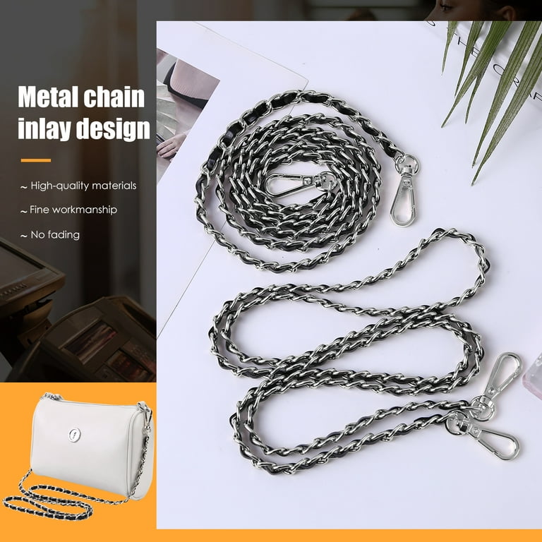 47'' Light Metal Crossbody Purse Chain Straps Replacement for Bag Handbag  (Black)