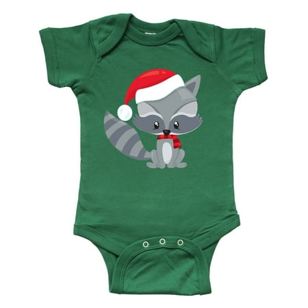 

Inktastic Christmas Raccoon Raccoon With Santa Hat Scarf Gift Baby Boy or Baby Girl Bodysuit