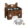 thumbnail image 2 of Raised Pet feeding bowls, with 2 Stainless Steel Bowls, Leak-Proof Pet feed Set, Feeding Bowls, for Small, Medium, Large Dogs, Vintage Brown and Black, 2 of 4