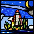 thumbnail image 3 of Wallas 12x12 Black Modern Framed Museum Art Print Titled - Isola e luna (detail), 3 of 5