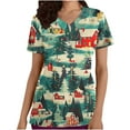 thumbnail image 3 of Holiday Savings! Titcea Christmas Scrub Tops for Women Stretchy V Neck Short Sleeve Cute Xmas Printed Nurse Holiday Working Uniforms, 3 of 4