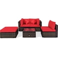 thumbnail image 4 of Patiojoy 5-Piece Outdoor Patio Sectional Rattan Sofa Set with Soft Back and Seat Cushion Red, 4 of 6
