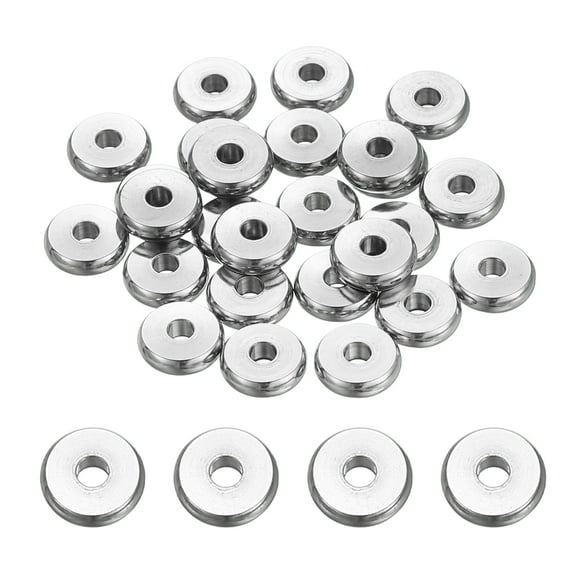 60 Pcs Flat Round Spacer Beads 7mm Stainless Steel Heishi Beads, 2mm ID x 2mm H