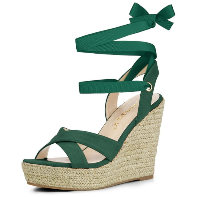 BLISSFUL STEP Sandales Compensées à Plateforme Espadrille à Lacets pour Femmes à Brides Croisées