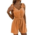 thumbnail image 1 of Mono Corto Para Mujer, Mono Corto Sin Mangas, Piernas Anchas, Cuello En V, Respetuoso Con La Piel Para Hacer Ejercicio ANGGREK Naranja L, 1 of 6