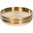 thumbnail image 3 of 6 Pcs Round Serving Trays,12in Large Round Tray Gold Decorative Plate,1in Deep Dish Circle Display Dish, Stainless Steel Metal Table Tray for Kitchen Coffee Table Vanity Bar Bathroom, 3 of 9