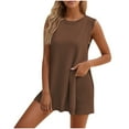 thumbnail image 2 of uublik Women's Outfits Sleeveless Tank Tops and Shorts Sets Brown, L, 2 of 5
