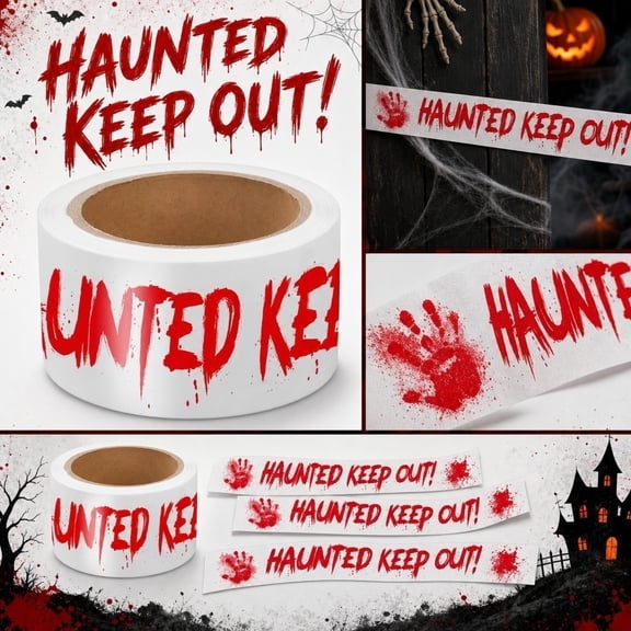 Halloween Decor Tape, Halloween Party Decorations, Halloween House Decor, Graveyard Decorations for Halloween, Home Decorations, 6 X 2 Inch Vivid Blood Drip Caution Tape to Define