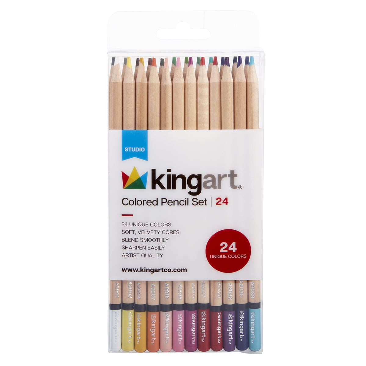 KINGART Studio Colored Pencil Set, Soft Wax-Based Cores, Set of 24