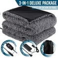 thumbnail image 4 of ZoneTech Warm Travel Blanket Sherpa Fleece Grey, 59" x 43”, 4 of 8