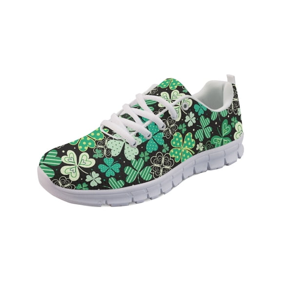 COEQINE Women Green Sneakers Tennis Shoes Fashion Sport Gym Jogging Tennis Fitness Sneaker White Sole Girls St. Patrick's Day Taining Athletic Footwear, Clover Green Black