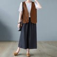 thumbnail image 5 of Linen Vest for Women Sleeveless V Neck Button Down Jacket Waistcoat with Pockets Casual Lightweight Business Blazer Solid Color Soft Clothes Coffee 2XL, 5 of 6