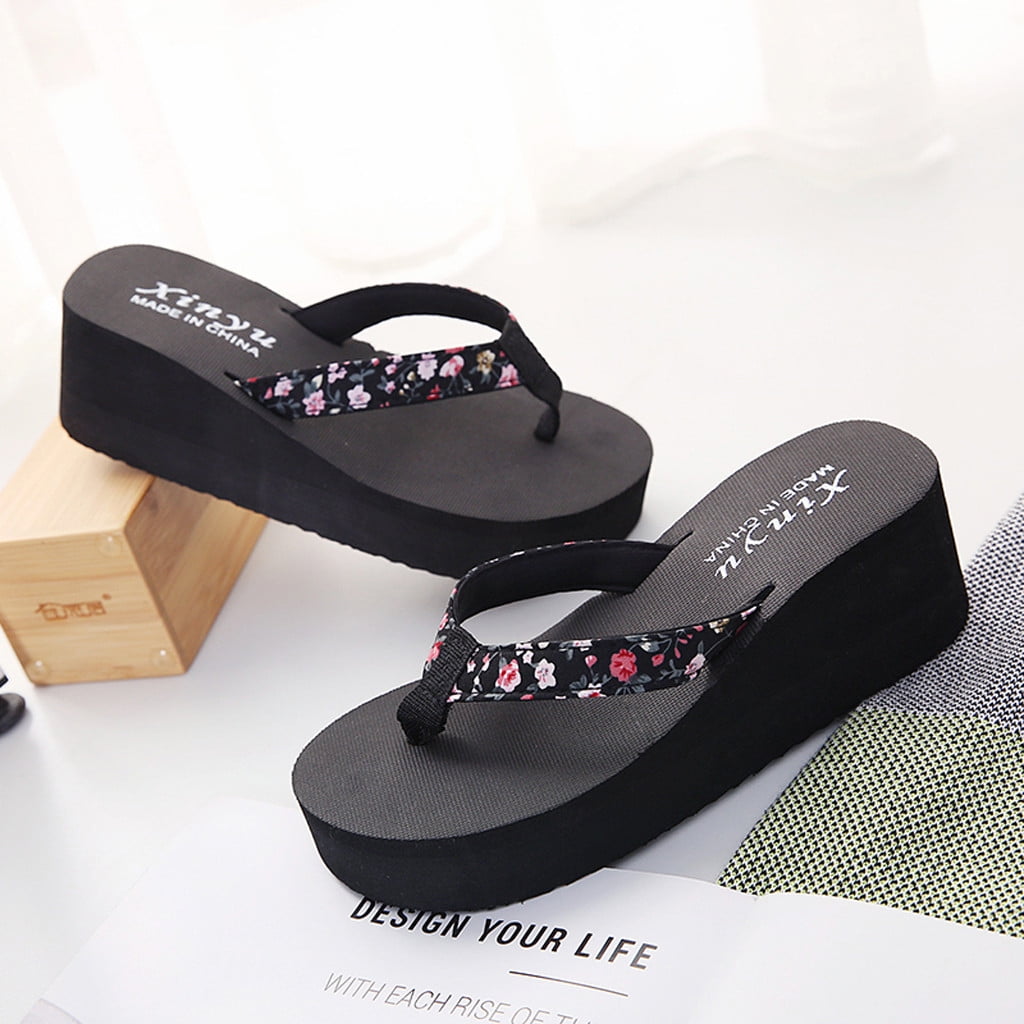 Thong Flip Flops Sandals for Women Summer Casual Platform Wedge Sandals for Women Slip On Summer Casual Walking Shoes