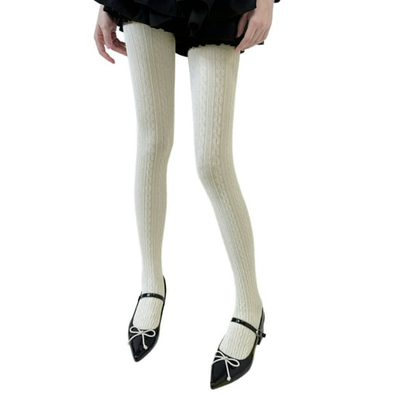 GRABLOOM Womens Elegant Plain Pantyhose Spring Fall Twist Striped Patterned Opaque Tights