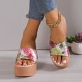 thumbnail image 2 of Nrmvnmi 2024 Women's Wedge Slipper Open Toe Summer Floral Platform Solid Color Floral Wedge Sandals Red Mothers Day Gifts, 2 of 6