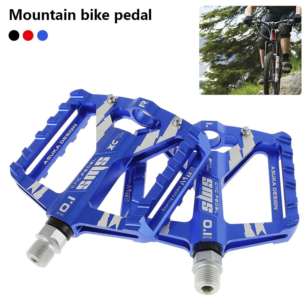 Aluminum Bike Pedal MTB Mountain Road Bicycle Bearings flat Platform Pedals blue