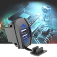 thumbnail image 3 of Dual USB Power Charger Rocker Switch Blue LED Light Panel 12-24V For Car UTV likeweier, 3 of 5