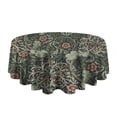 thumbnail image 5 of Green Pioneer Flower Pattern Round Tablecloth 60"x60",Wrinkle Wipeable Table Cloth for Kitchen Dining Room Picnic Patio Party, 5 of 6