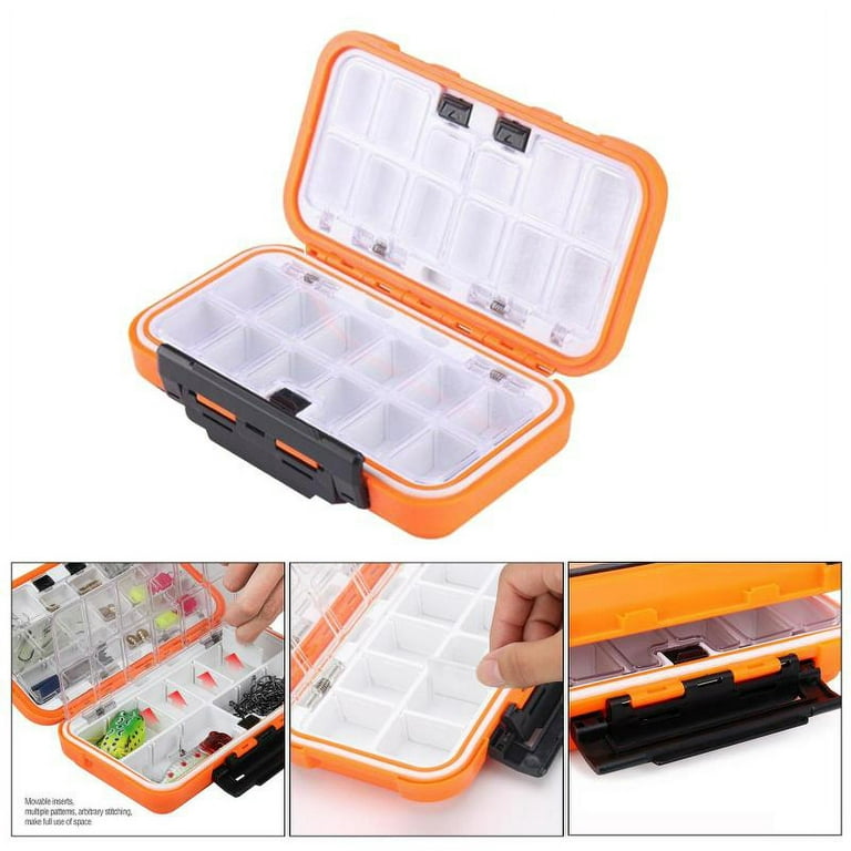 Plastic Fly/Ice Fishing Jig Box Bait Lure Hook Storage Case Sealed Waterproof - M, Size: Medium, Orange